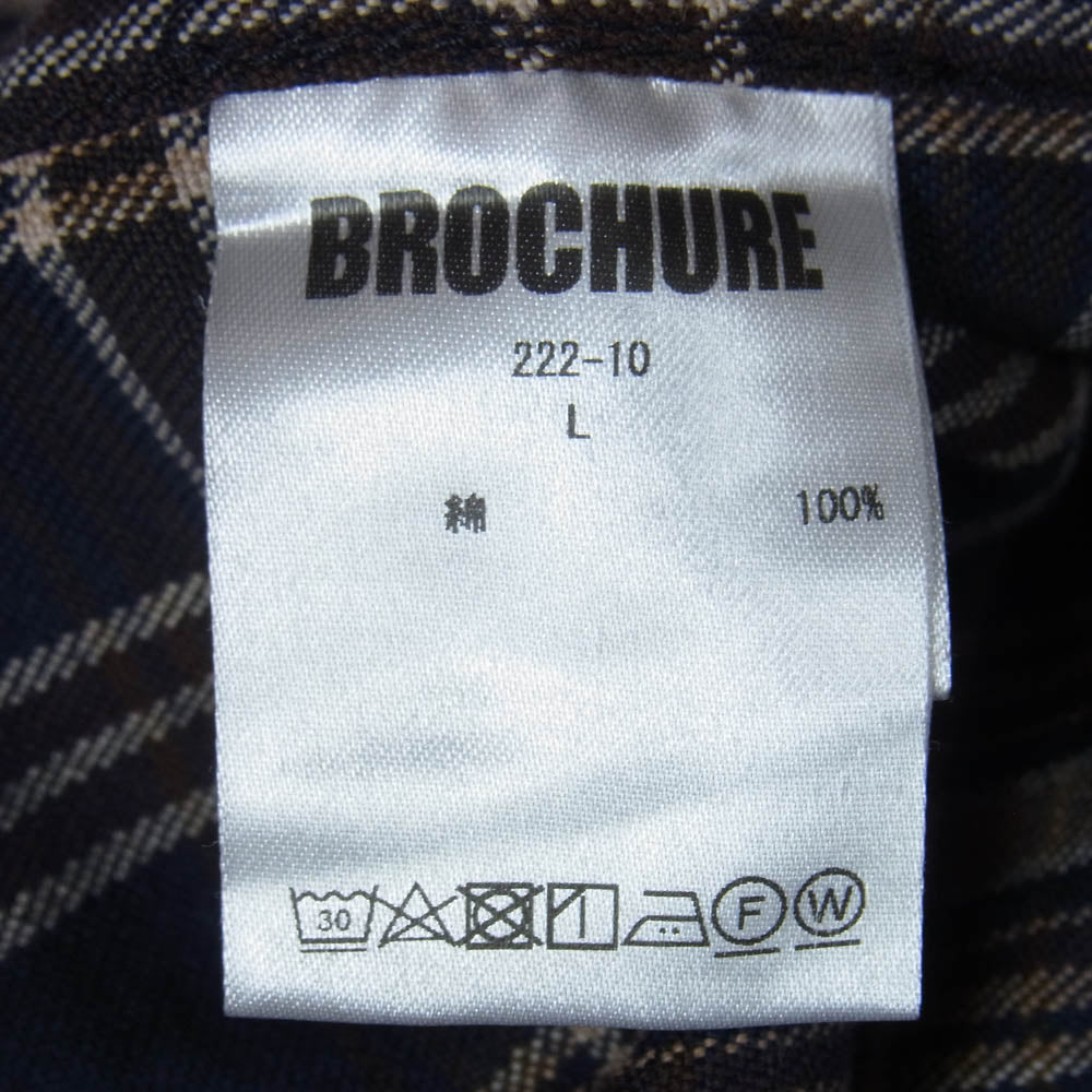 ブローシュア 222-10 WORKNEL SHIRTS チェック 長袖 ワークネルシャツ フランネルシャツ ネイビー系 L【新古品】【未使用】【中古】