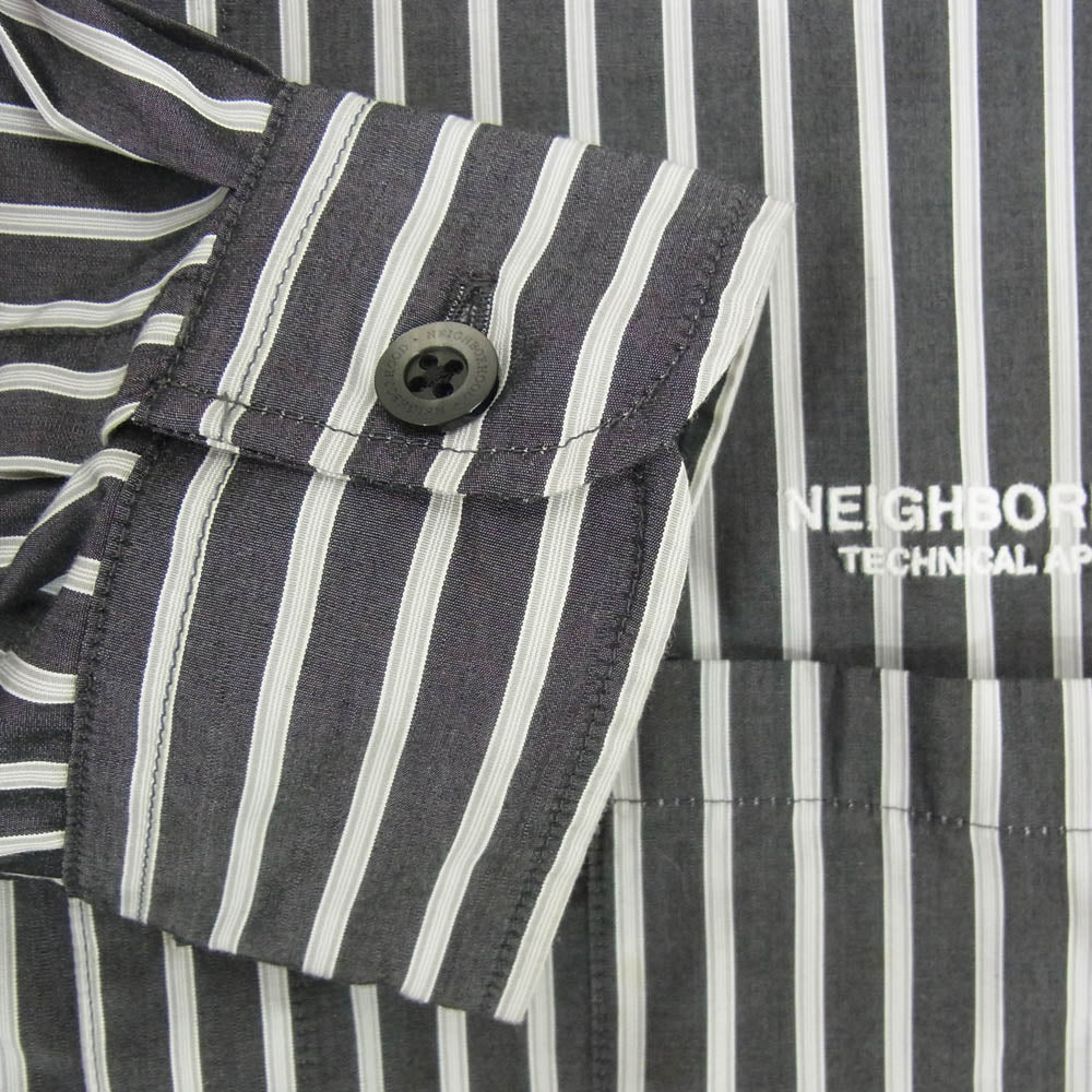NEIGHBORHOOD ネイバーフッド 24SS 241AQNH-SHM02 STRIPE SHIRT LS ストライプ ロゴ コットン 長袖 シャツ ブラック系 XL【中古】