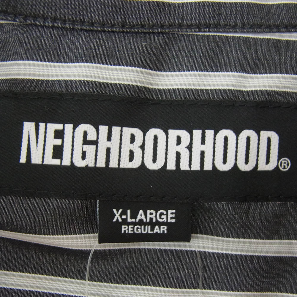 NEIGHBORHOOD ネイバーフッド 24SS 241AQNH-SHM02 STRIPE SHIRT LS ストライプ ロゴ コットン 長袖 シャツ ブラック系 XL【中古】