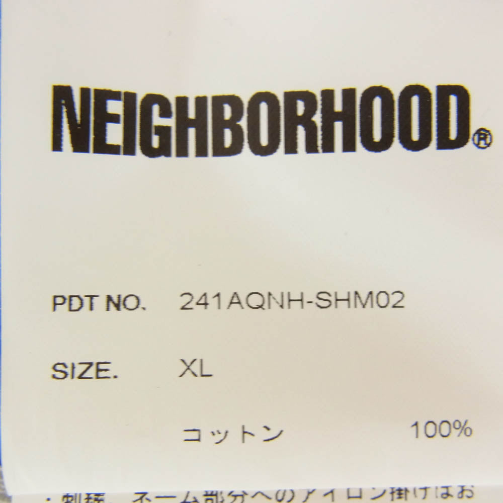 NEIGHBORHOOD ネイバーフッド 24SS 241AQNH-SHM02 STRIPE SHIRT LS ストライプ ロゴ コットン 長袖 シャツ ブラック系 XL【中古】