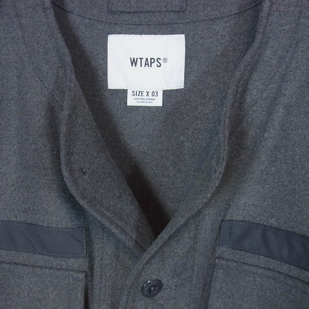 WTAPS ダブルタップス 22AW 222WVDT-SHM04 Scout LS Rapo. Twill スカウト ロングスリーブ ラポ ツイル 長袖 ノーカラー ジャケット グレー系 3【中古】