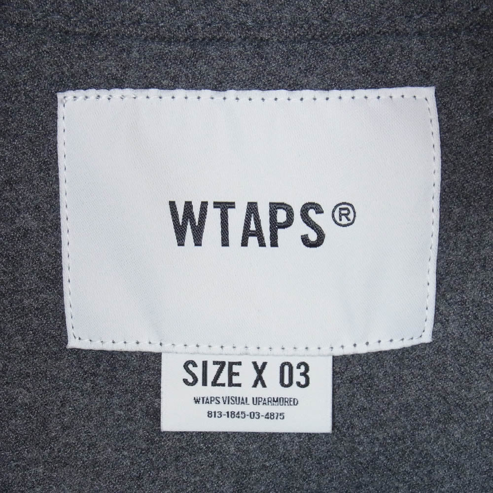 WTAPS ダブルタップス 22AW 222WVDT-SHM04 Scout LS Rapo. Twill スカウト ロングスリーブ ラポ ツイル 長袖 ノーカラー ジャケット グレー系 3【中古】
