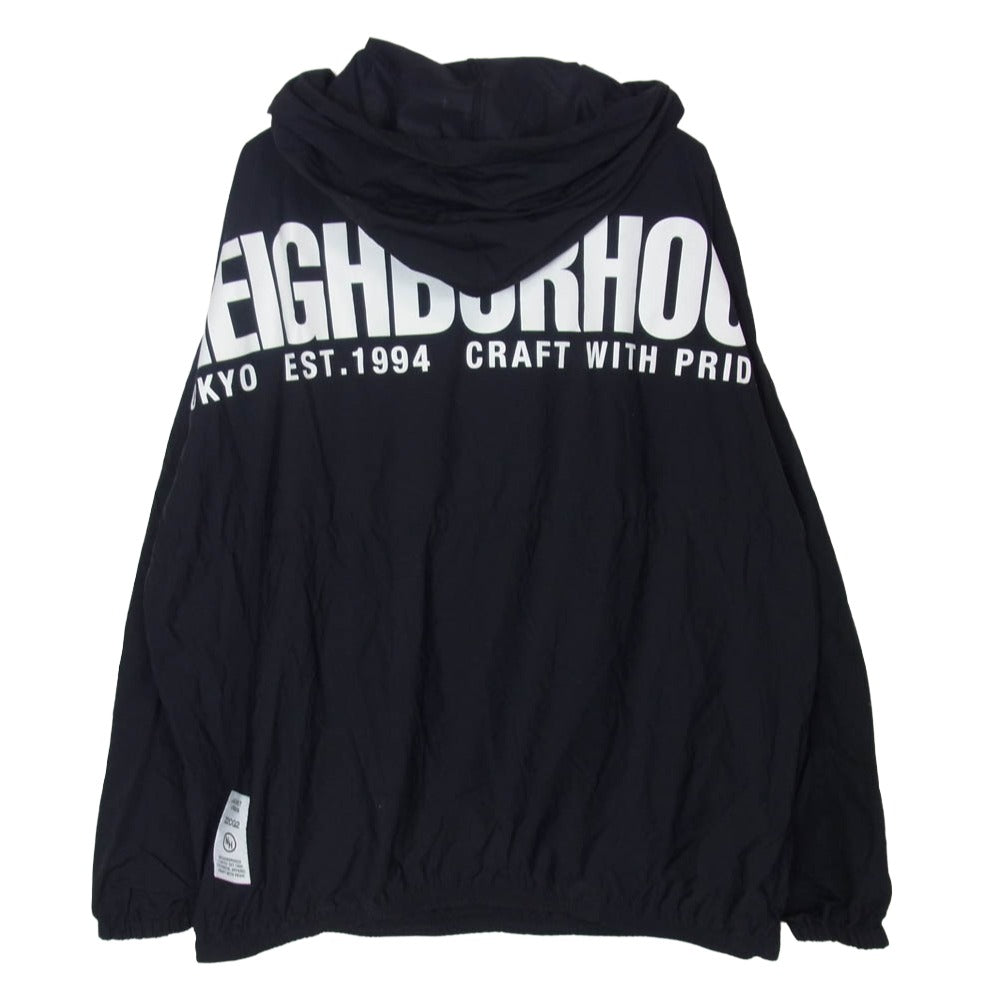 NEIGHBORHOOD ネイバーフッド 22AW 222TSNH-JKM02 ANORAK JK.NY アノラック ジャケット ロゴ プルオーバー ナイロン パーカー アウター ブラック系 L【中古】