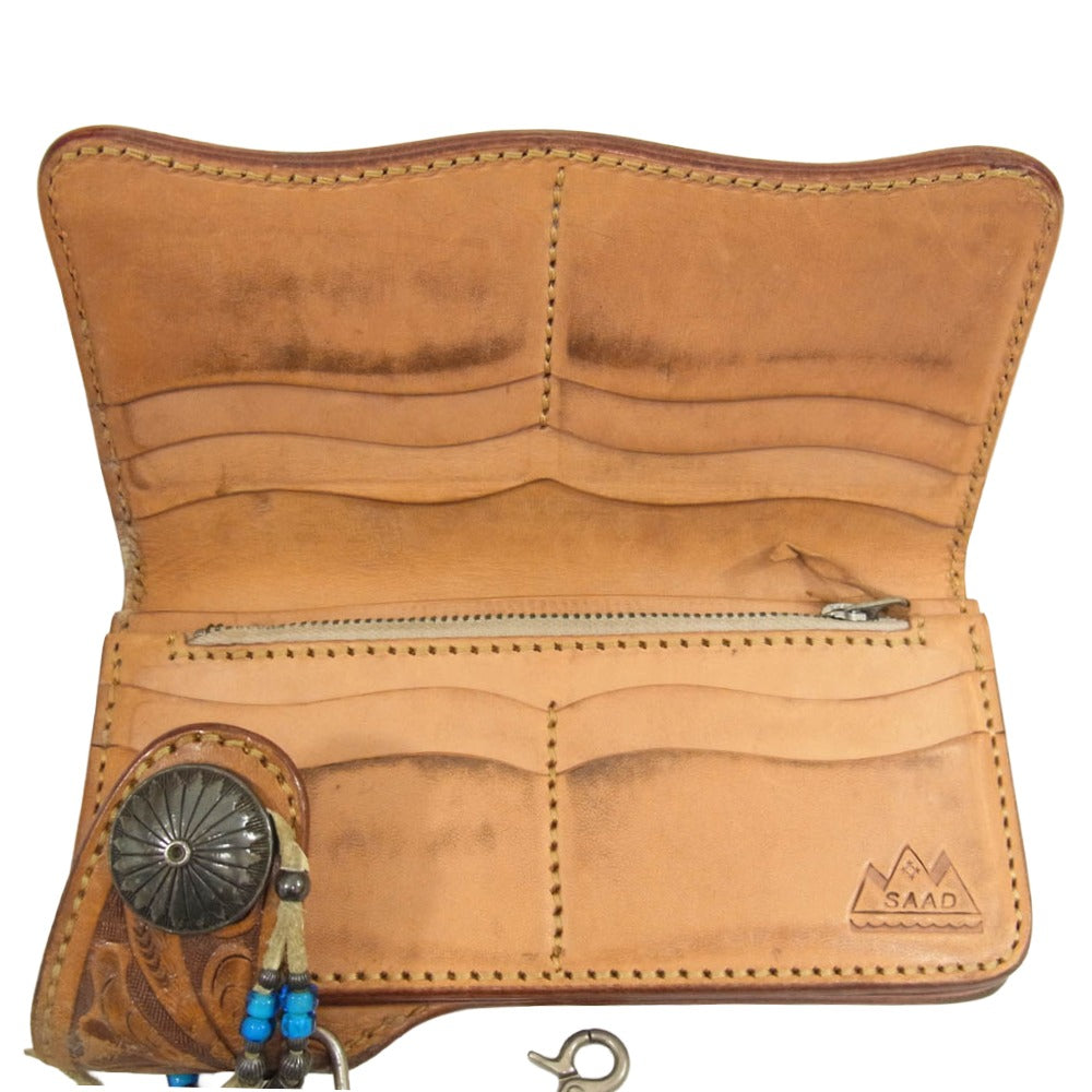 SAAD サード CARVING LEATHER WALLET カービング ウォレット 財布 ブラウン系【中古】