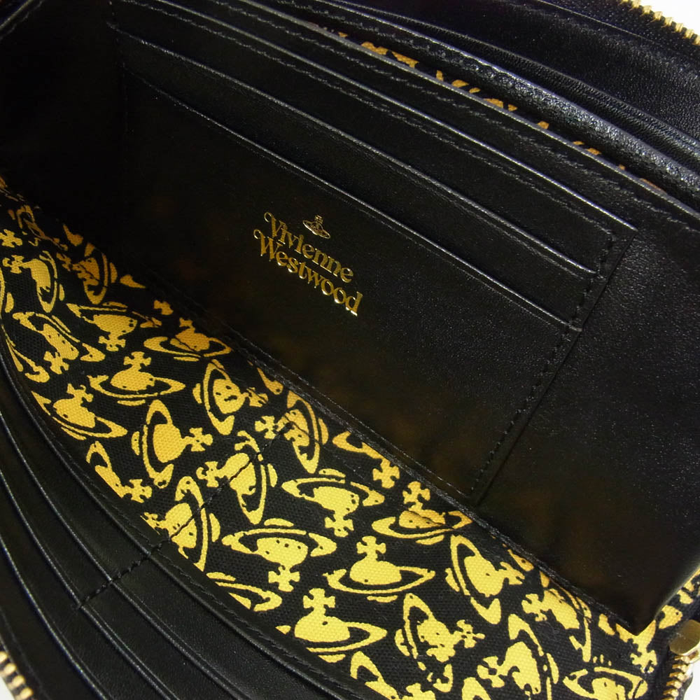 Vivienne Westwood ヴィヴィアンウエストウッド WATER ORB レザー ラウンド ウォレット ブラック系【美品】【中古】