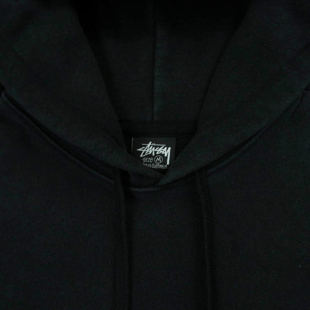 STUSSY ステューシー グアテマラ製 フロント バック ロゴプリント プルオーバー パーカー フーディー スウェットシャツ ブラック系 M【中古】