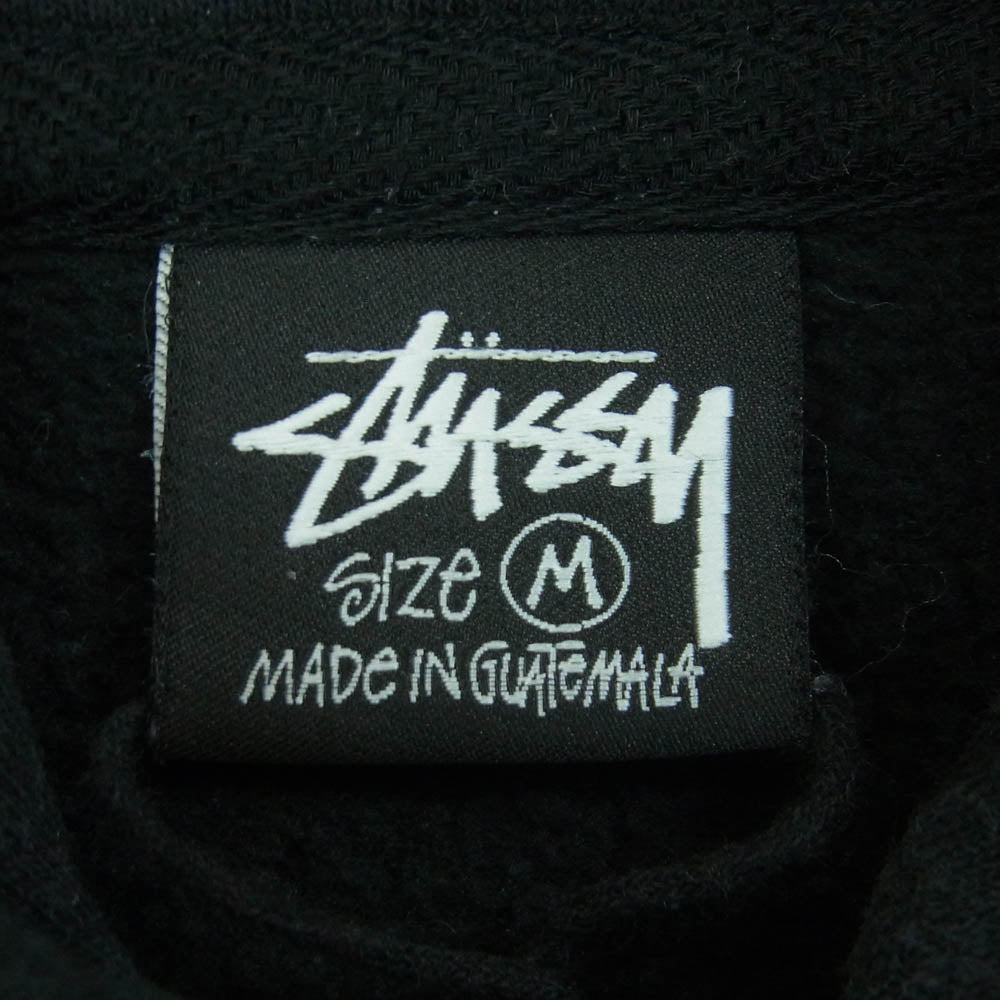 STUSSY ステューシー グアテマラ製 フロント バック ロゴプリント プルオーバー パーカー フーディー スウェットシャツ ブラック系 M【中古】