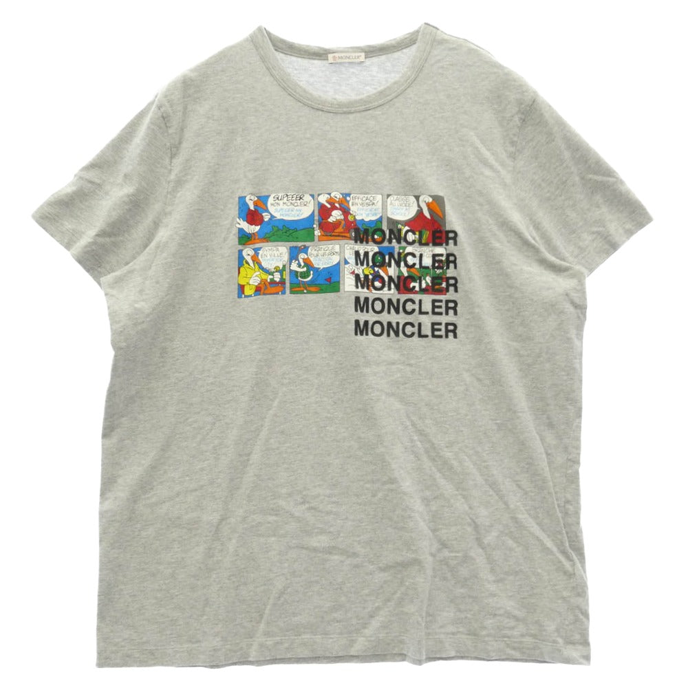 MONCLER モンクレール C20918022550 MAGLIA T-SHIRT コミック アニメプリント ラバーロゴ 半袖 Tシャツ グレー系 XXL【中古】