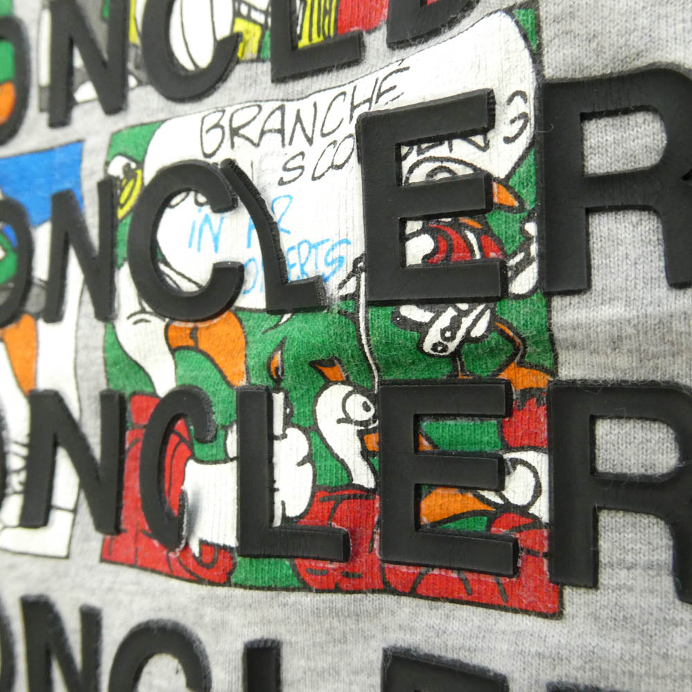 MONCLER モンクレール C20918022550 MAGLIA T-SHIRT コミック アニメプリント ラバーロゴ 半袖 Tシャツ グレー系 XXL【中古】