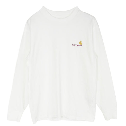 Carhartt カーハート American Script LS アメリカン スクリプト ロゴ刺繍 長袖 Tシャツ ホワイト系 S【中古】