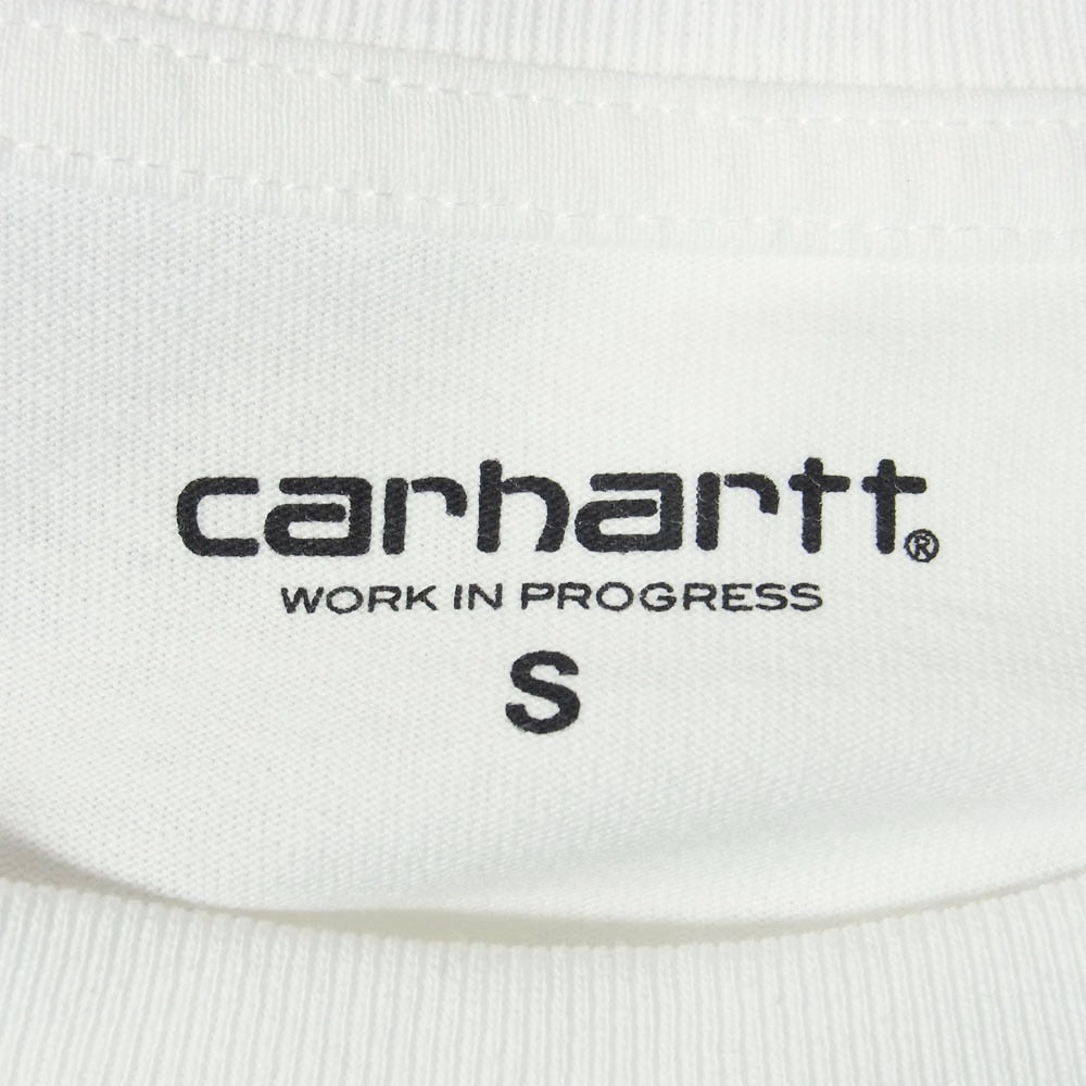 Carhartt カーハート American Script LS アメリカン スクリプト ロゴ刺繍 長袖 Tシャツ ホワイト系 S【中古】