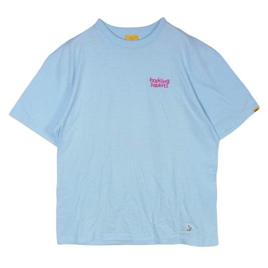 #FR2 エフアールツー アイスクリームロゴ刺繍 バックプリント クルーネック 半袖 Tシャツ ライトブルー系 XL【中古】