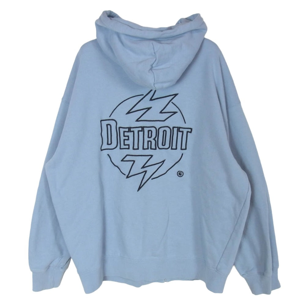 Carhartt カーハート WIP Hooded ablaze jacket DETROIT刺繍 ジップアップ ジャケット フーデッド パーカー ライトブルー系 XL【中古】