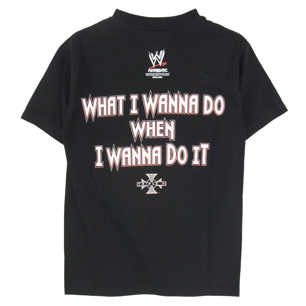 ヴィンテージ 00s WWE Triple H Wanna Do It Cross Black T-shirt アイアンクロスプリント 半袖 Tシャツ ブラック系 S【中古】