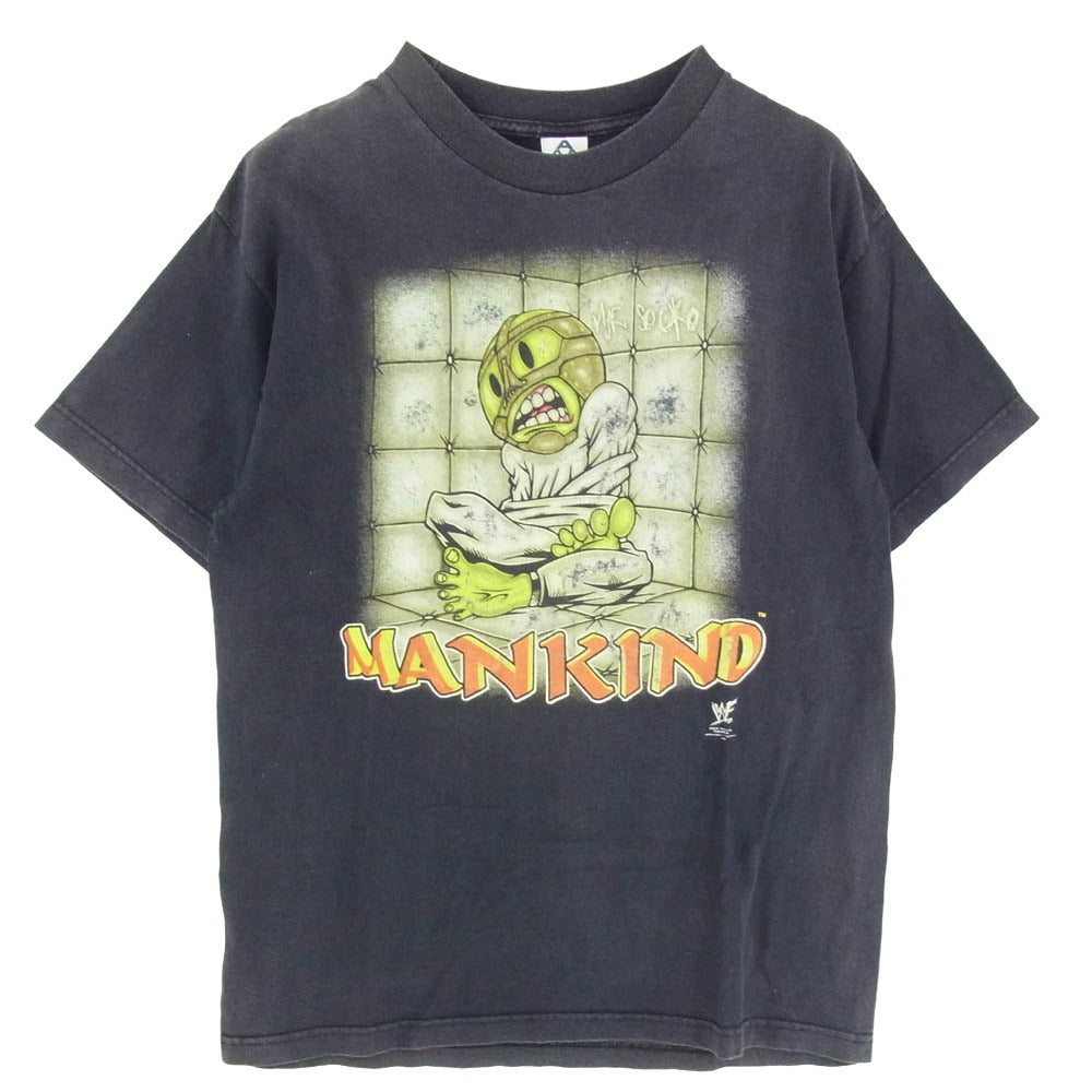ヴィンテージ 90s 00s WWE Mankind Mick Foley マンカインド キャラクタープリント 半袖 Tシャツ ブラック系 L【中古】