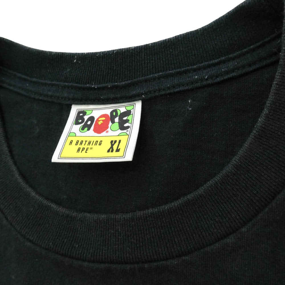 A BATHING APE アベイシングエイプ TIGER SHARK TEE タイガー シャーク Ｔシャツ 半袖カットソー ブラック系 XL【中古】