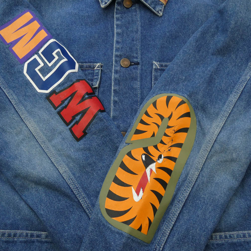 A BATHING APE アベイシングエイプ SHARK DENIM JACKET シャーク カバーオール デニム ジャケット インディゴブルー系 L【中古】