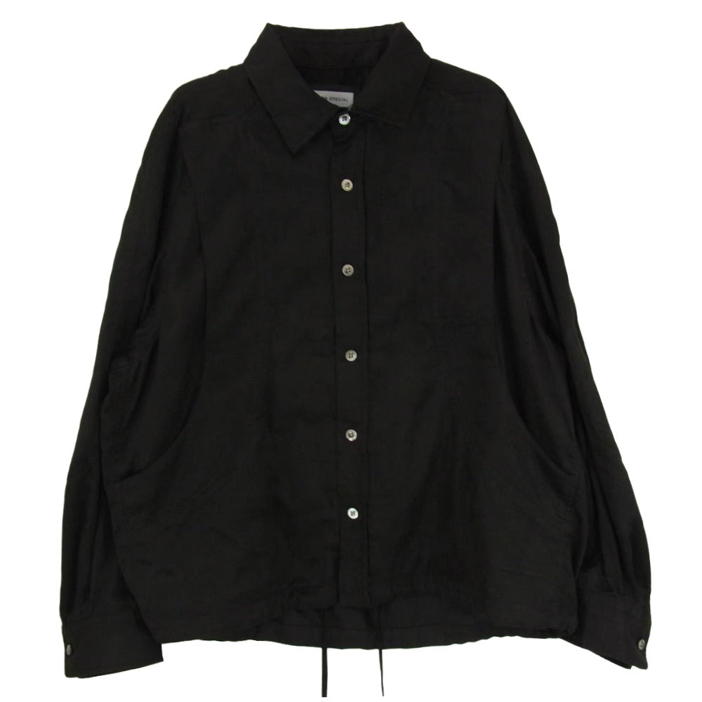 MAISON SPECIAL メゾンスペシャル 11252311216 Curve Pocket A Light Eco Suede Shirt カーブ ポケット ライト エコスウェード 長袖 シャツ ブラック系 1【中古】