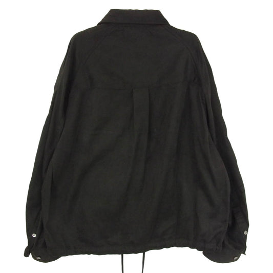 MAISON SPECIAL メゾンスペシャル 11252311216 Curve Pocket A Light Eco Suede Shirt カーブ ポケット ライト エコスウェード 長袖 シャツ ブラック系 1【中古】