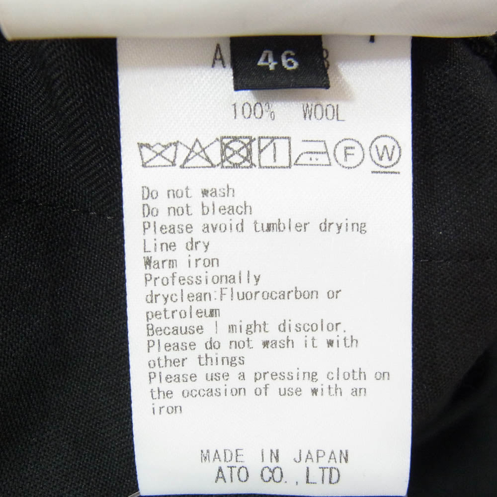 ato アトウ 25SS AMB-P03 DRAW CODE WIDE PANTS ドローコード ウール ワイド パンツ スラックス ブラック系 46【中古】
