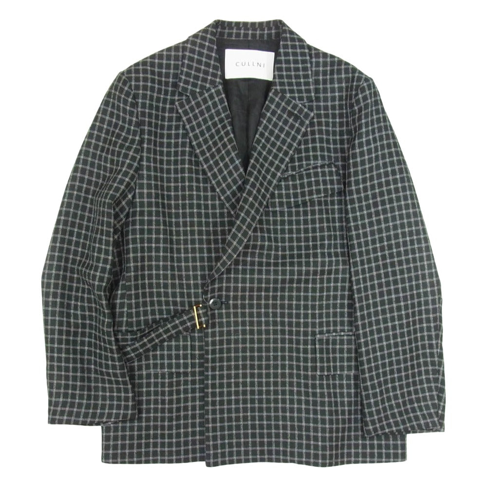 クルニ 25SS 25-SS-018B Check Tailored Tie Locken Jacket チェック テーラード タイロッケン ジャケット ブラック系 1【美品】【中古】