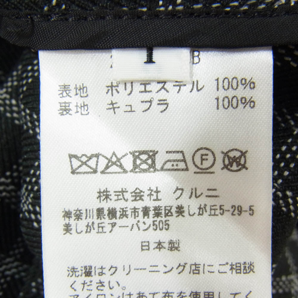 クルニ 25SS 25-SS-018B Check Tailored Tie Locken Jacket チェック テーラード タイロッケン ジャケット ブラック系 1【美品】【中古】