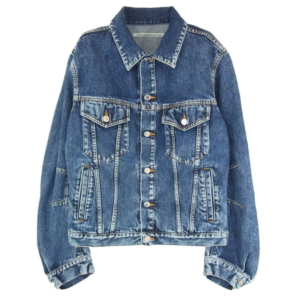 JOHN LAWRENCE SULLIVAN ジョンローレンスサリバン 1B011-0325-36 WASHED DENIM MASSIVE ROUNDED SLEEVE JACKET ウォッシュド デニム ジャケット Gジャン インディゴブルー系 48【中古】