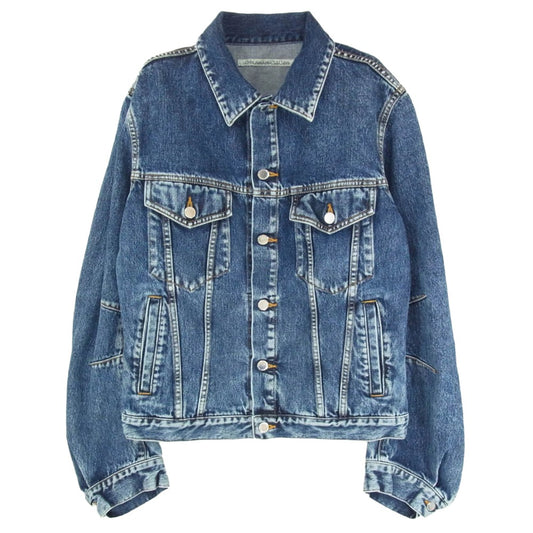JOHN LAWRENCE SULLIVAN ジョンローレンスサリバン 1B011-0325-36 WASHED DENIM MASSIVE ROUNDED SLEEVE JACKET ウォッシュド デニム ジャケット Gジャン インディゴブルー系 48【中古】