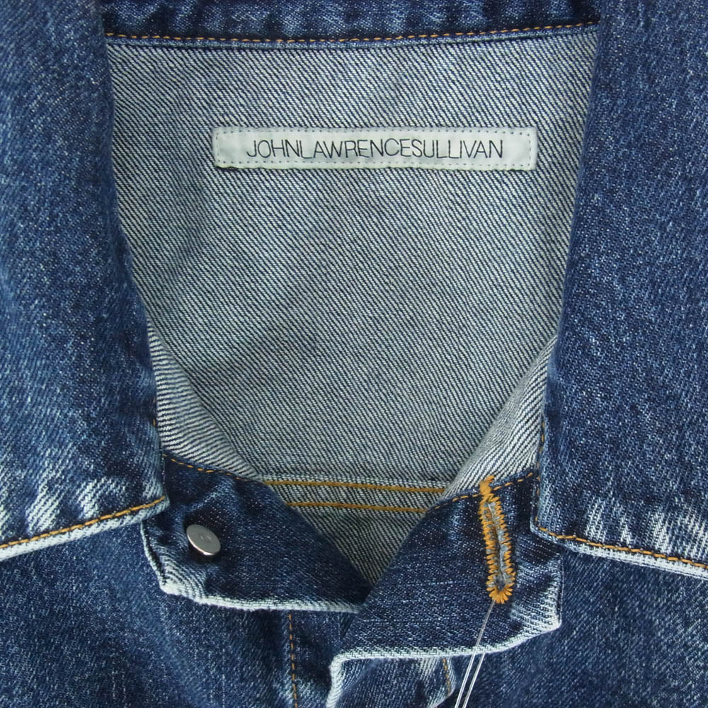 JOHN LAWRENCE SULLIVAN ジョンローレンスサリバン 1B011-0325-36 WASHED DENIM MASSIVE ROUNDED SLEEVE JACKET ウォッシュド デニム ジャケット Gジャン インディゴブルー系 48【中古】
