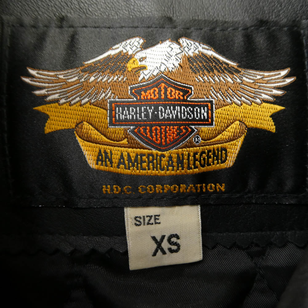 HARLEY DAVIDSON ハーレーダビッドソン 40181 single riders シングルライダース 裏地キルティング カウレザー ジャケット ブラック系 XS【中古】