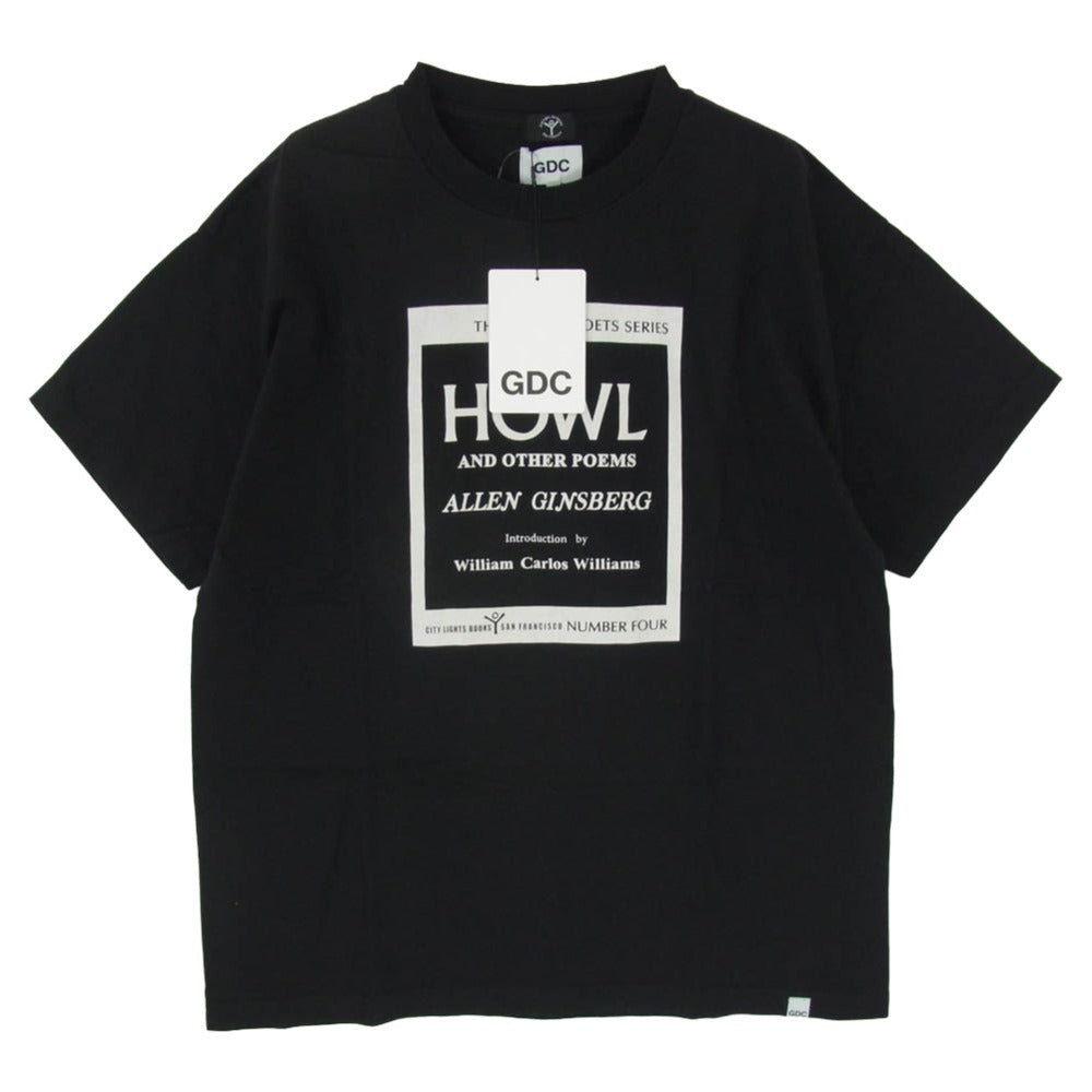GDC ジーディーシー GD0066 × City Lights Bookstore シティライツ ブックストア HOWL Tee フロントプリント Tシャツ 半袖カットソー ブラック系 L【新古品】【未使用】【中古】