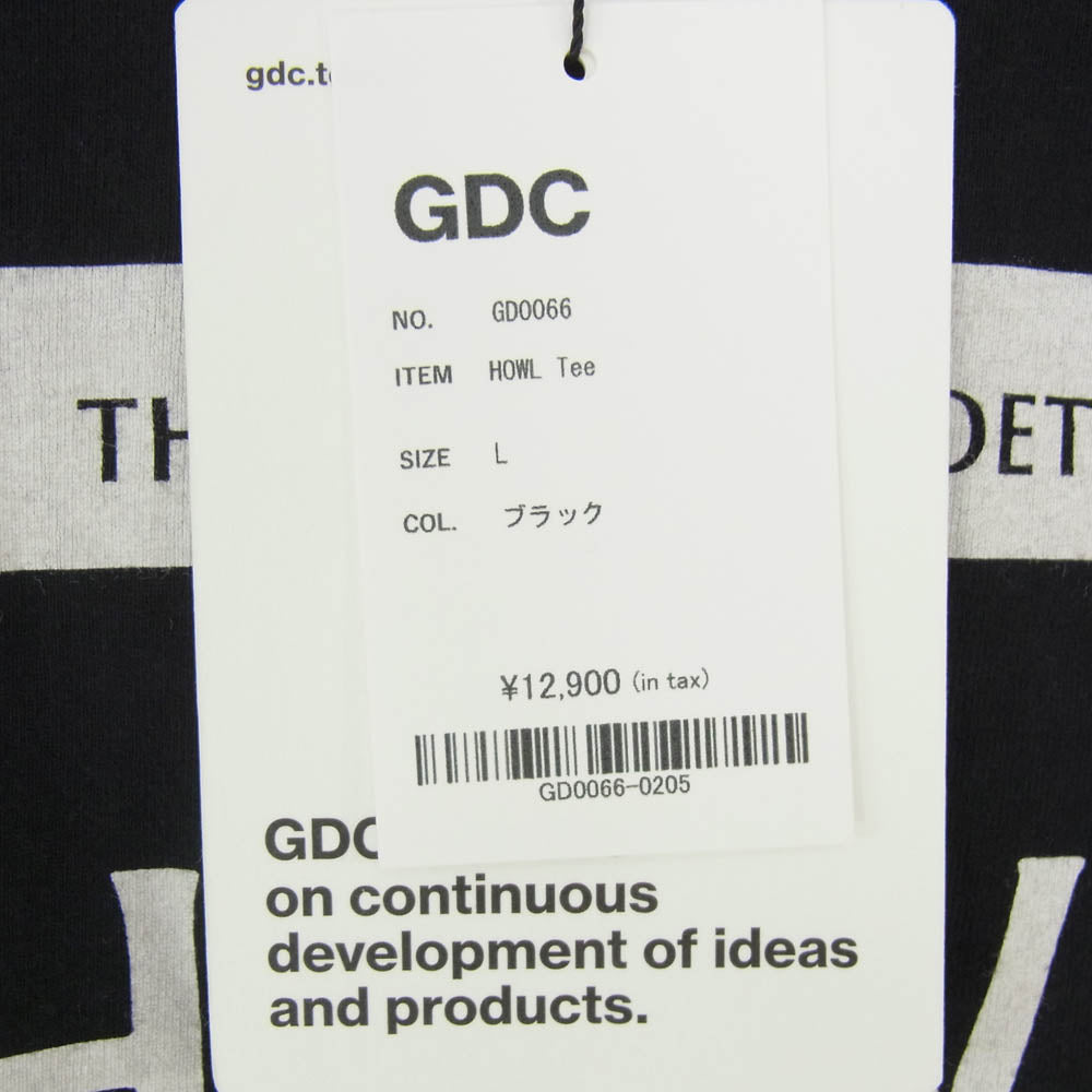 GDC ジーディーシー GD0066 × City Lights Bookstore シティライツ ブックストア HOWL Tee フロントプリント Tシャツ 半袖カットソー ブラック系 L【新古品】【未使用】【中古】