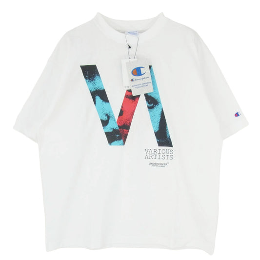 UNDERCOVER アンダーカバー Champion チャンピオン VBM14110C × Champion チャンピオン Various Artists ヴァリアス・アーティスツ グラフィックプリント Tシャツ 半袖カットソー ホワイト系 L【新古品】【未使用】【中古】