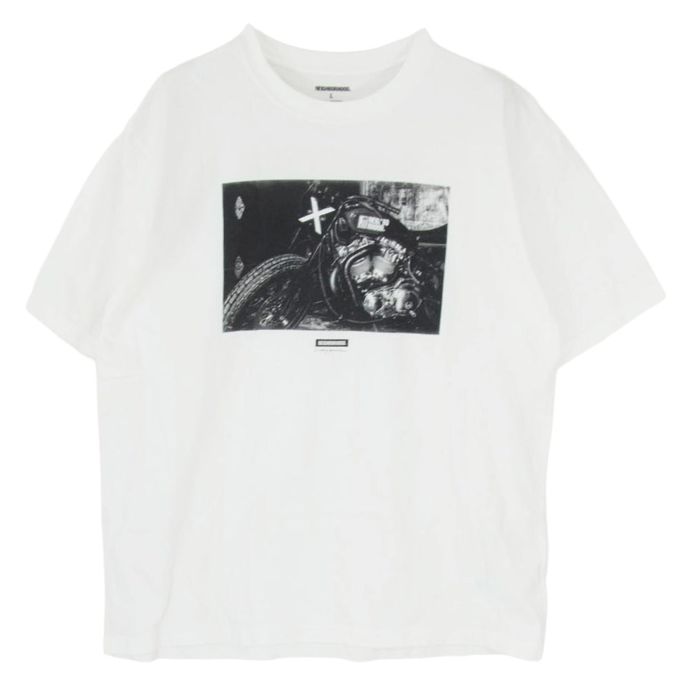 NEIGHBORHOOD ネイバーフッド 25AW 251XAZHN-CG01 × OSAMU NAGAHAMA 長濱治 TEE SS-1 フォトプリント コットン 天竺 Tシャツ 半袖カットソー ホワイト系 L【美品】【中古】