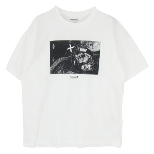 NEIGHBORHOOD ネイバーフッド 25AW 251XAZHN-CG01 × OSAMU NAGAHAMA 長濱治 TEE SS-1 フォトプリント コットン 天竺 Tシャツ 半袖カットソー ホワイト系 L【美品】【中古】