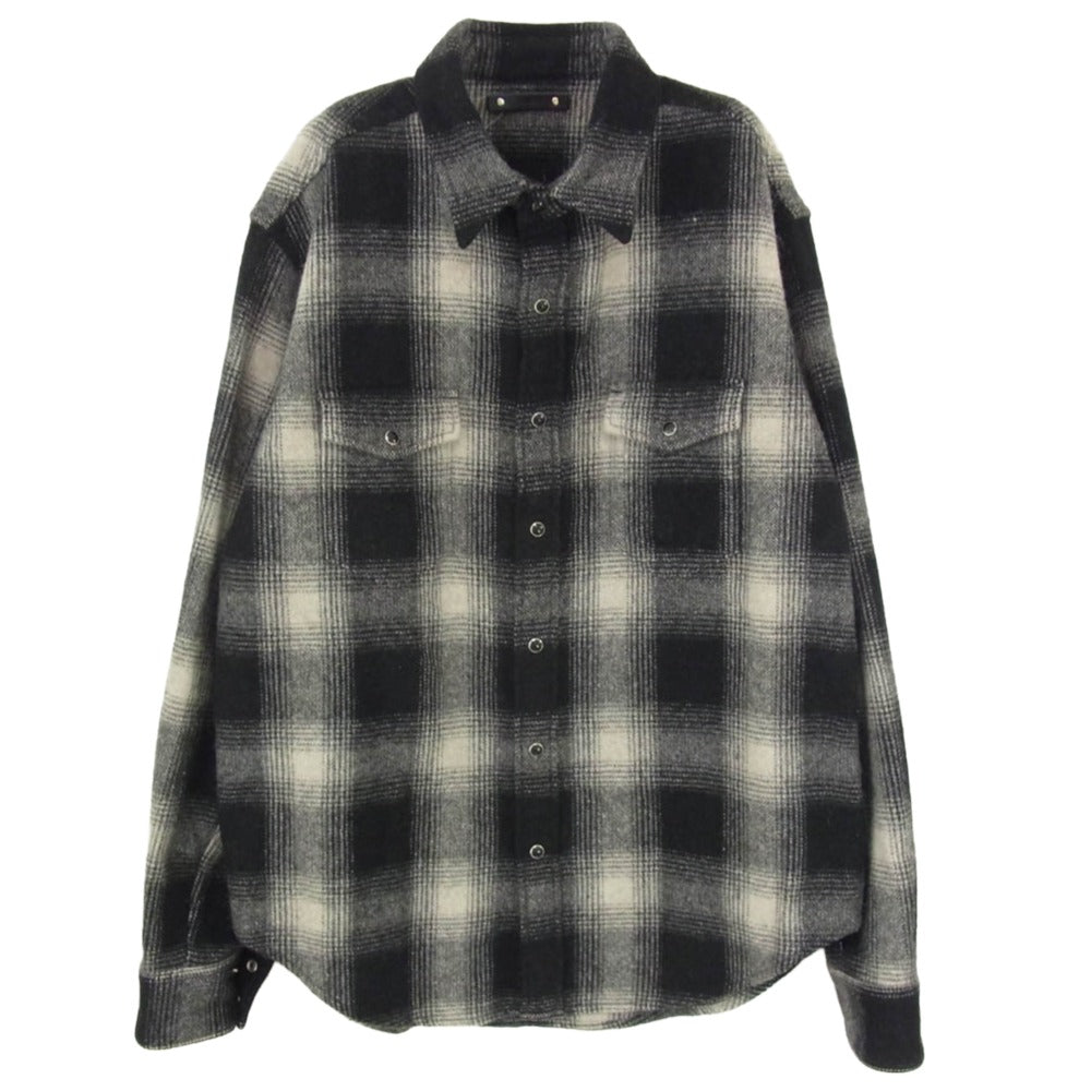 MINEDENIM マインデニム 23AW 2310-5001-97-022 Ombre Check Flannel RF Western SH オンブレチェック フランネル ウール ウエスタンシャツ 長袖シャツ ブラック系 2【中古】