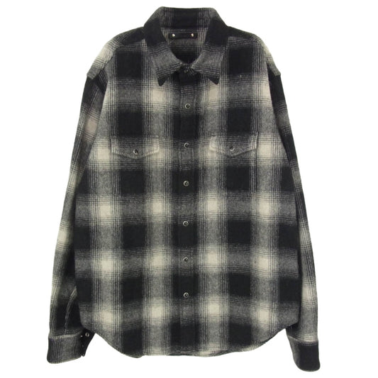 MINEDENIM マインデニム 23AW 2310-5001-97-022 Ombre Check Flannel RF Western SH オンブレチェック フランネル ウール ウエスタンシャツ 長袖シャツ ブラック系 2【中古】