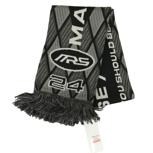 Supreme シュプリーム MARTIN ROSE マーティンローズ 24AW Scarf ロゴデザイン フリンジ マフラー スカーフ ブラック系 グレー系 140×20cm【極上美品】【中古】
