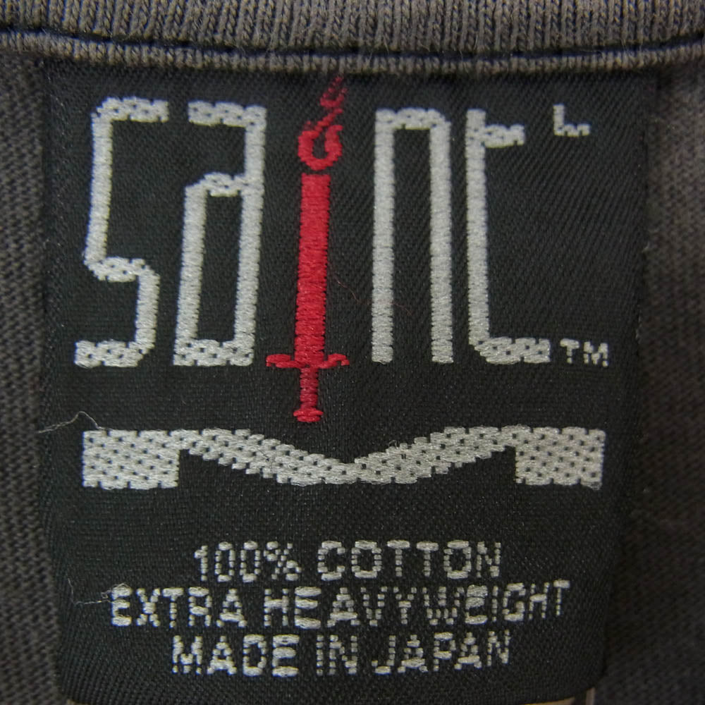 SAINT MICHAEL セントマイケル 23SS SM-S23-0000-006 ST SYSTEM S/S Tee ヴィンテージ加工 フロントロゴ Tシャツ 半袖カットソー チャコール系 XL【中古】
