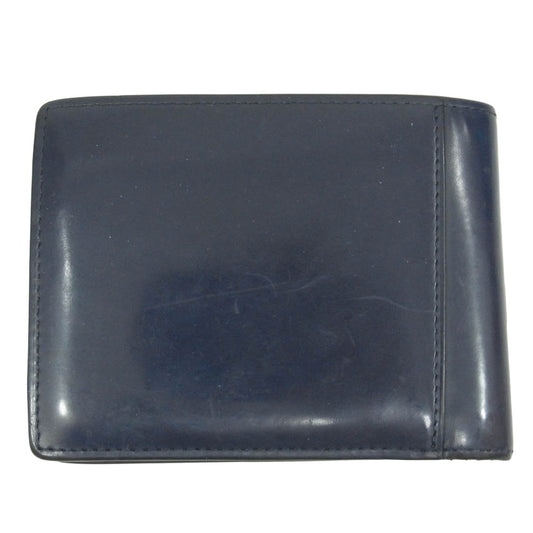 LANVIN en Bleu ランバンオンブルー 527622 リスター ロゴ レザー 二つ折り財布 ネイビー系【中古】