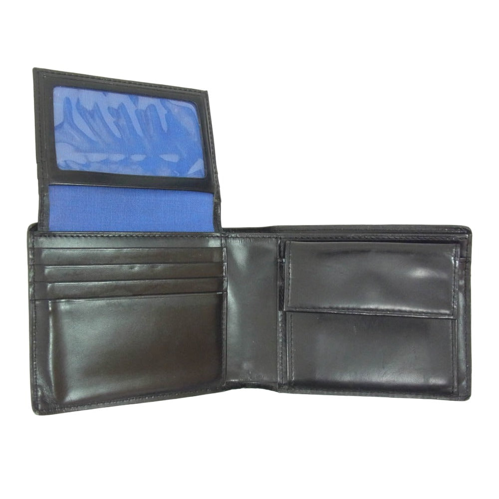 LANVIN en Bleu ランバンオンブルー 527622 リスター ロゴ レザー 二つ折り財布 ネイビー系【中古】