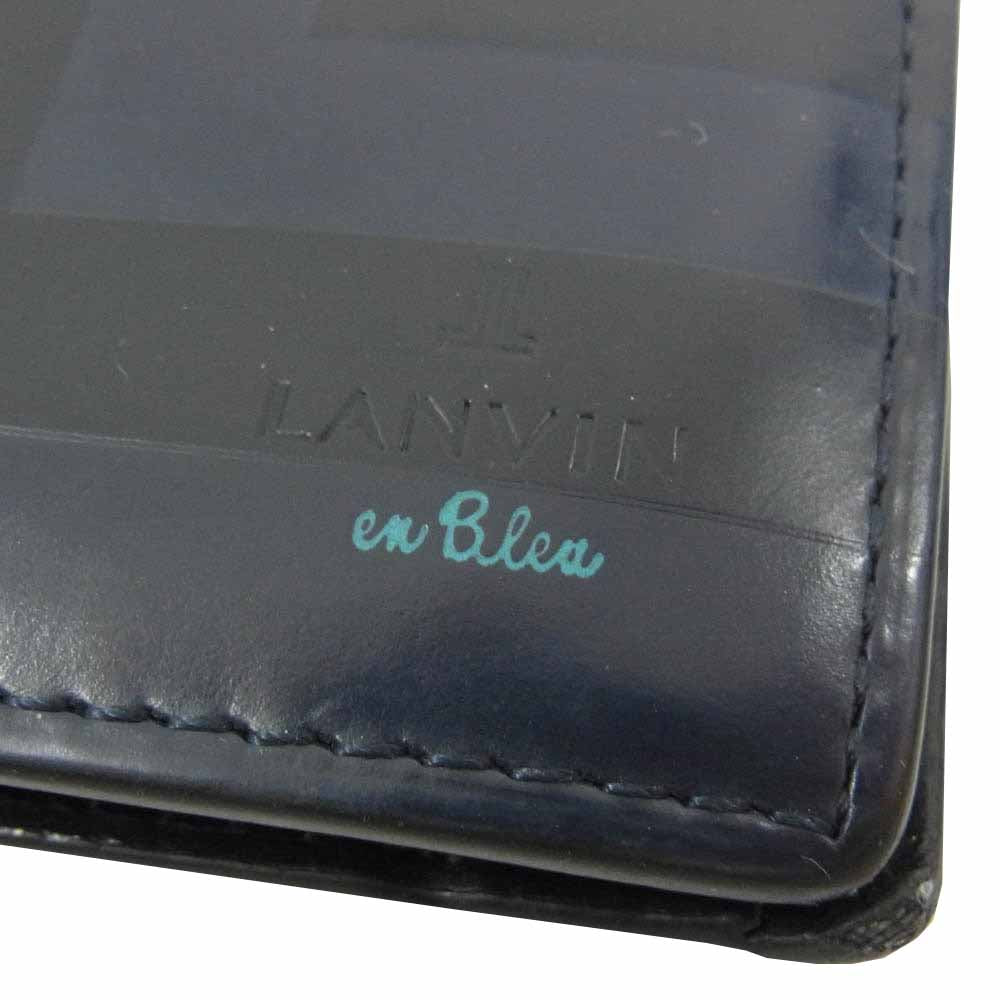 LANVIN en Bleu ランバンオンブルー 527622 リスター ロゴ レザー 二つ折り財布 ネイビー系【中古】