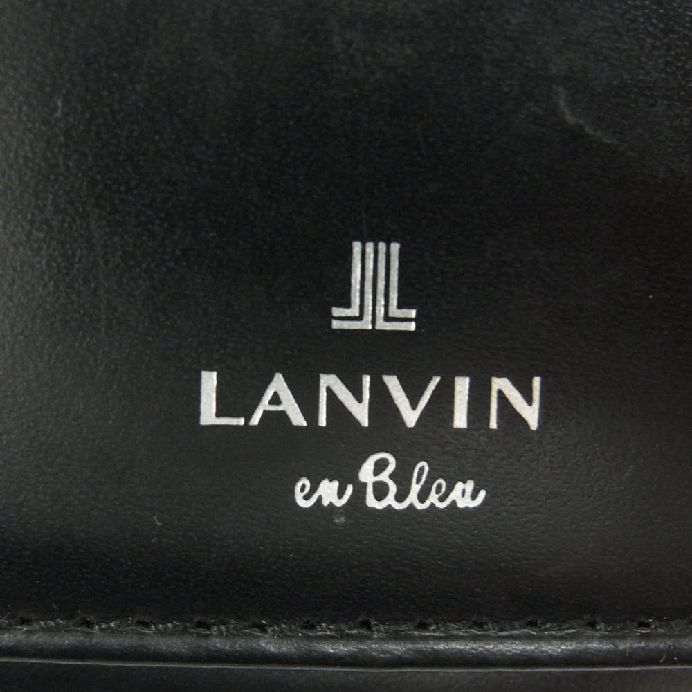 LANVIN en Bleu ランバンオンブルー 527622 リスター ロゴ レザー 二つ折り財布 ネイビー系【中古】