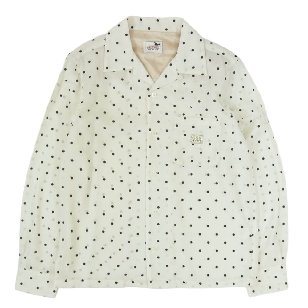 GANGSTERVILLE ギャングスタービル 20SS GSV-20-SS-15 DIAMONDS L/S SHIRTS MUSTARD ドット柄 オープンカラー 長袖シャツ オフホワイト系 M【中古】