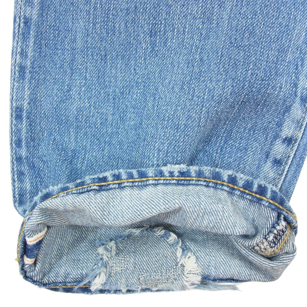 HYSTERIC GLAMOUR ヒステリックグラマー クラッシュリペア加工 スタッズ ストレート デニム パンツ インディゴブルー系 31【中古】