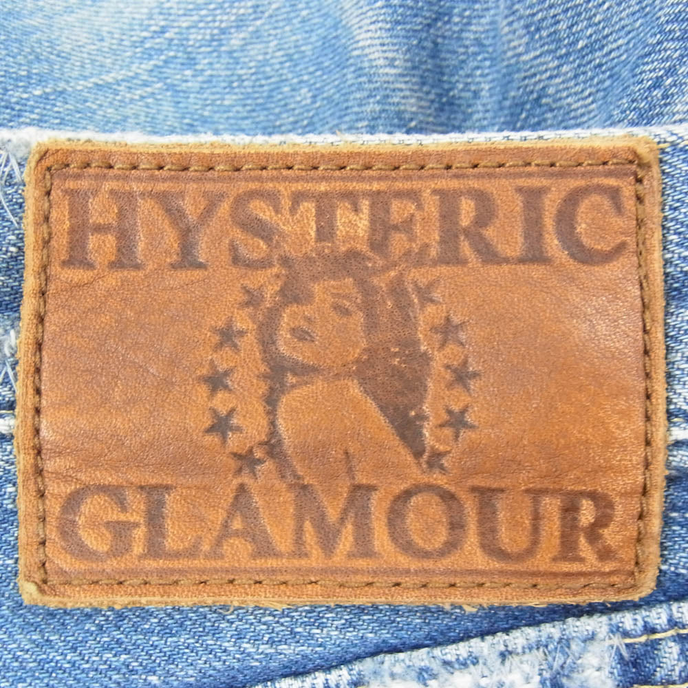 HYSTERIC GLAMOUR ヒステリックグラマー クラッシュリペア加工 スタッズ ストレート デニム パンツ インディゴブルー系 31【中古】