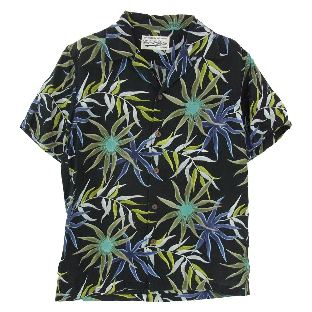 WACKO MARIA ワコマリア 16SS PRINTED FLOWER S/S HAWAIAN SHIRTS フラワー柄 ハワイアン オープンカラーシャツ 開襟 半袖シャツ ブラック系 S【中古】