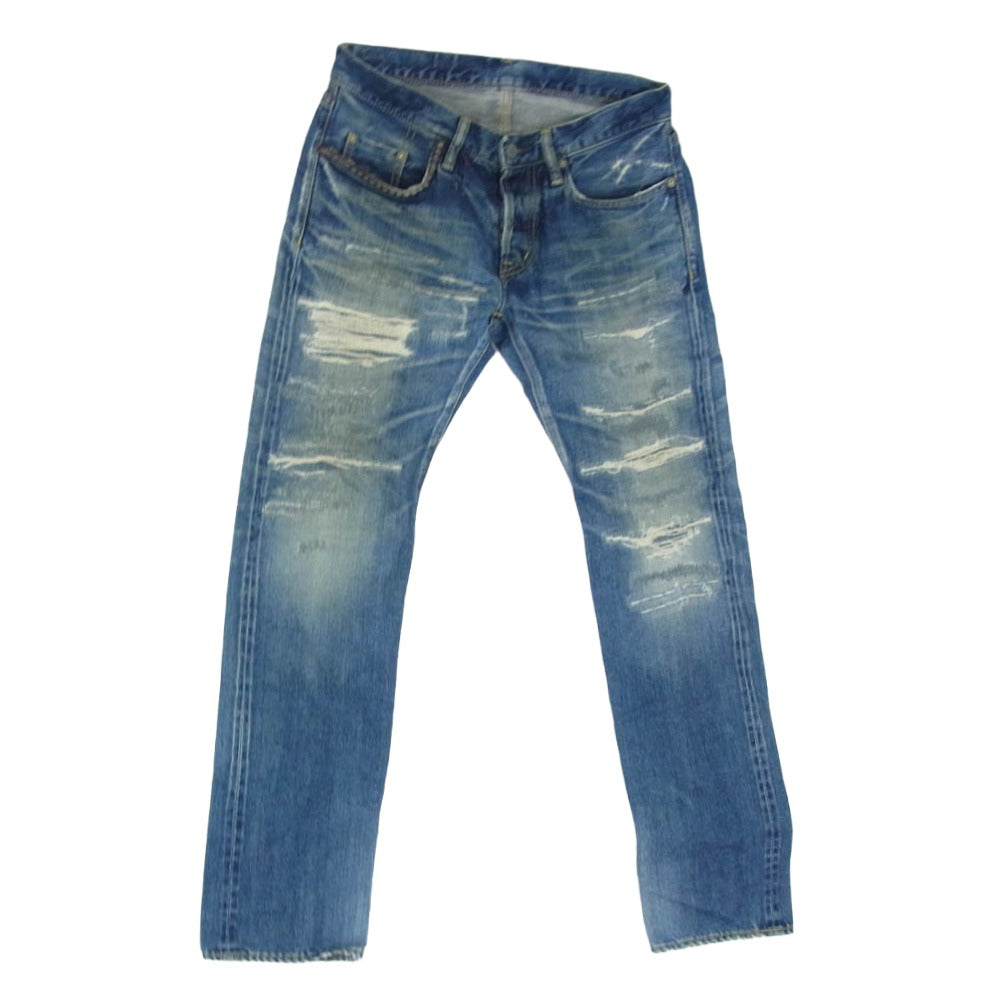 HYSTERIC GLAMOUR ヒステリックグラマー 0222AP05 VSR加工 スタッズ ストレート デニム パンツ インディゴブルー系 30【中古】