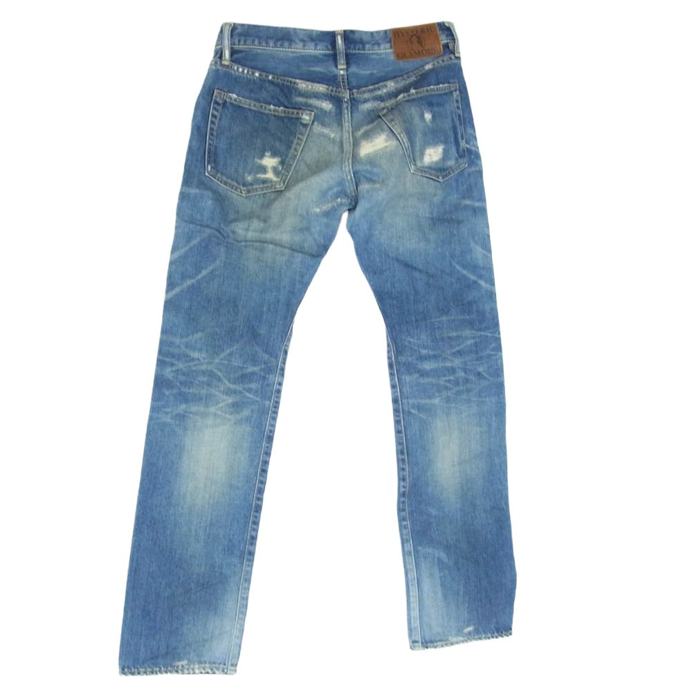 HYSTERIC GLAMOUR ヒステリックグラマー 0222AP05 VSR加工 スタッズ ストレート デニム パンツ インディゴブルー系 30【中古】