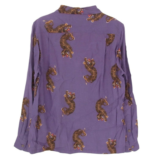 WACKO MARIA ワコマリア 20SS HAWAIIAN SHIRT L/S 虎柄 ハワイアン レーヨン オープンカラーシャツ 開襟 長袖シャツ パープル系 S【中古】
